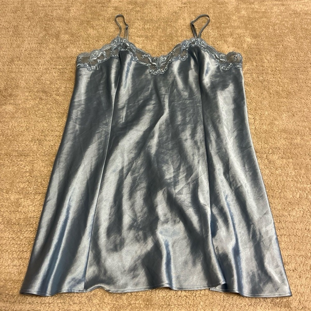 Victoria's Secret vintage Y2K blue satin slip dress women's size large